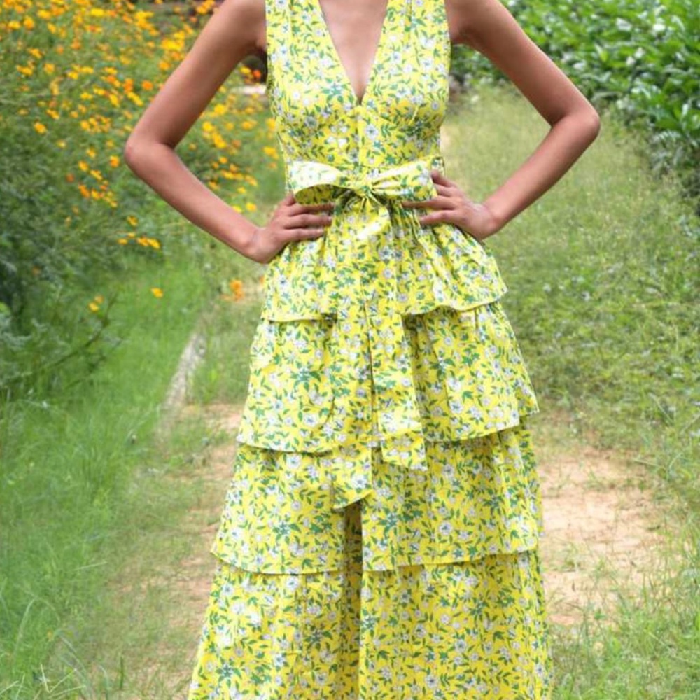 Eliza Ruffled Cotton Midi Dress